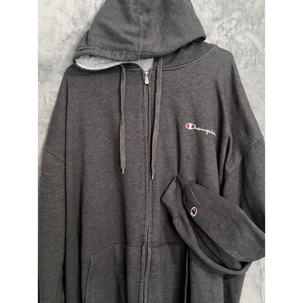 Champion Men’s 4XL Full Zip Gray Hoodie Sweatshirt Long Sleeve Outerwear Workout